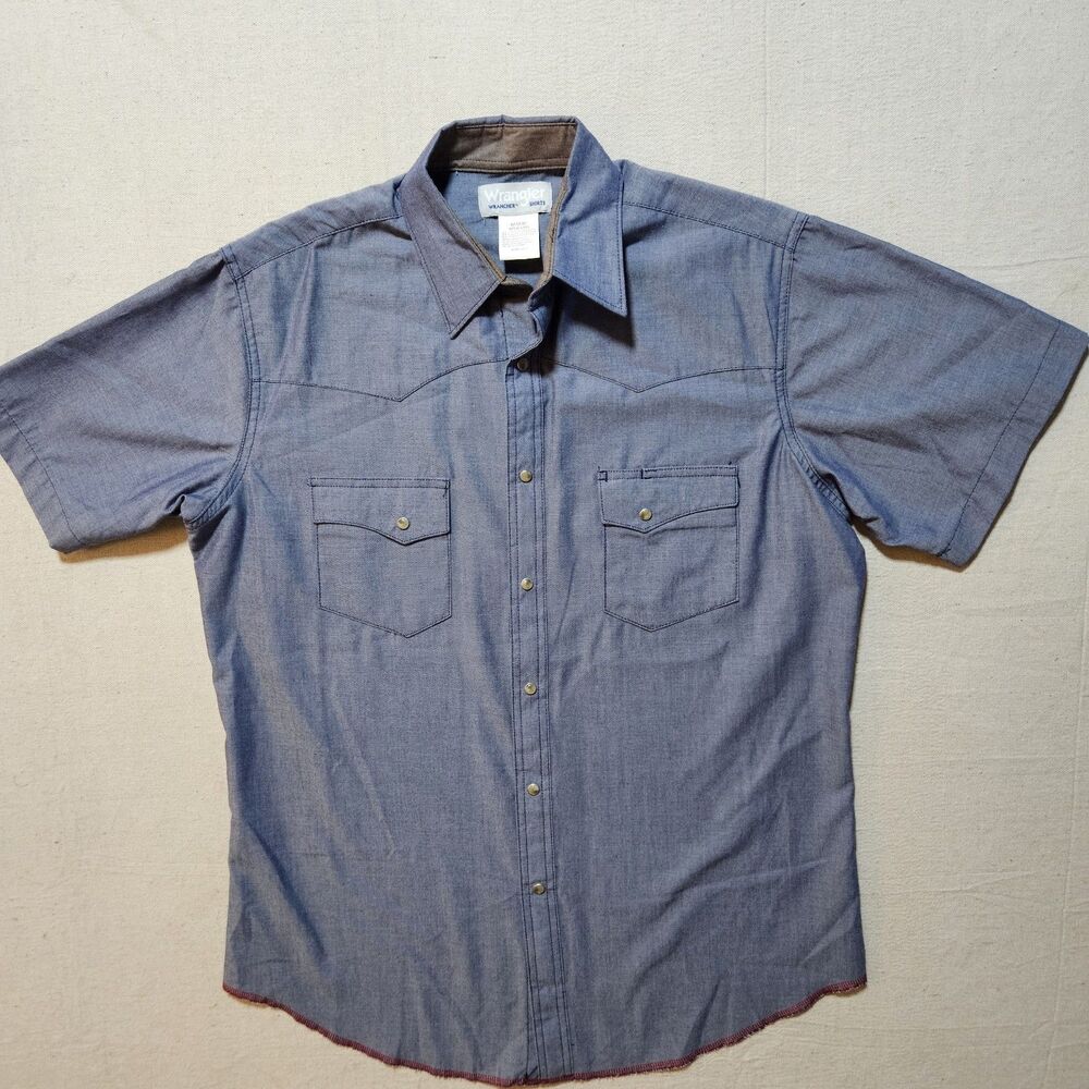Vintage Wrangler Western Pearl Snap Shirt – Blue – Short Sleeve